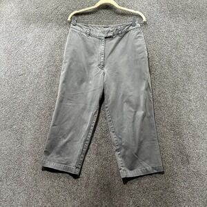 VTG LL Bean Crop Chino Pants Women 10P‎ Gray Mid Rise Straight Leg Cotton